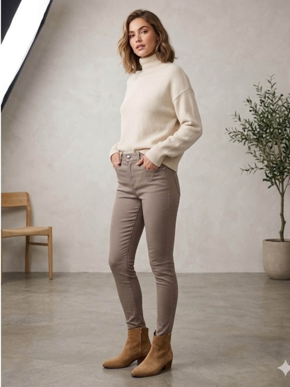 NWT Gorgeous TRUTH Ash Browm High Waisted Zip Up Jeggins Sz 4
